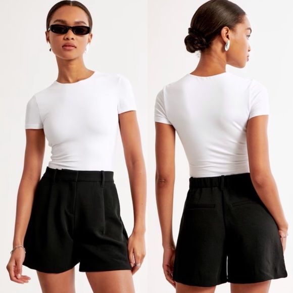 Abercrombie & Fitch Pants - Abercrombie & Fitch Ultra High Rise Tailored Trouser Shorts Black